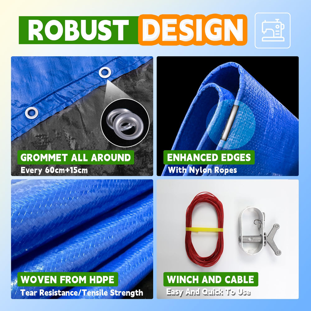 RAINDEWAY included winch and cable attached to cover for tensioning advantage