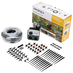 Raindrip front view of complete R560DP kit showing components and benefit of all-in-one setup