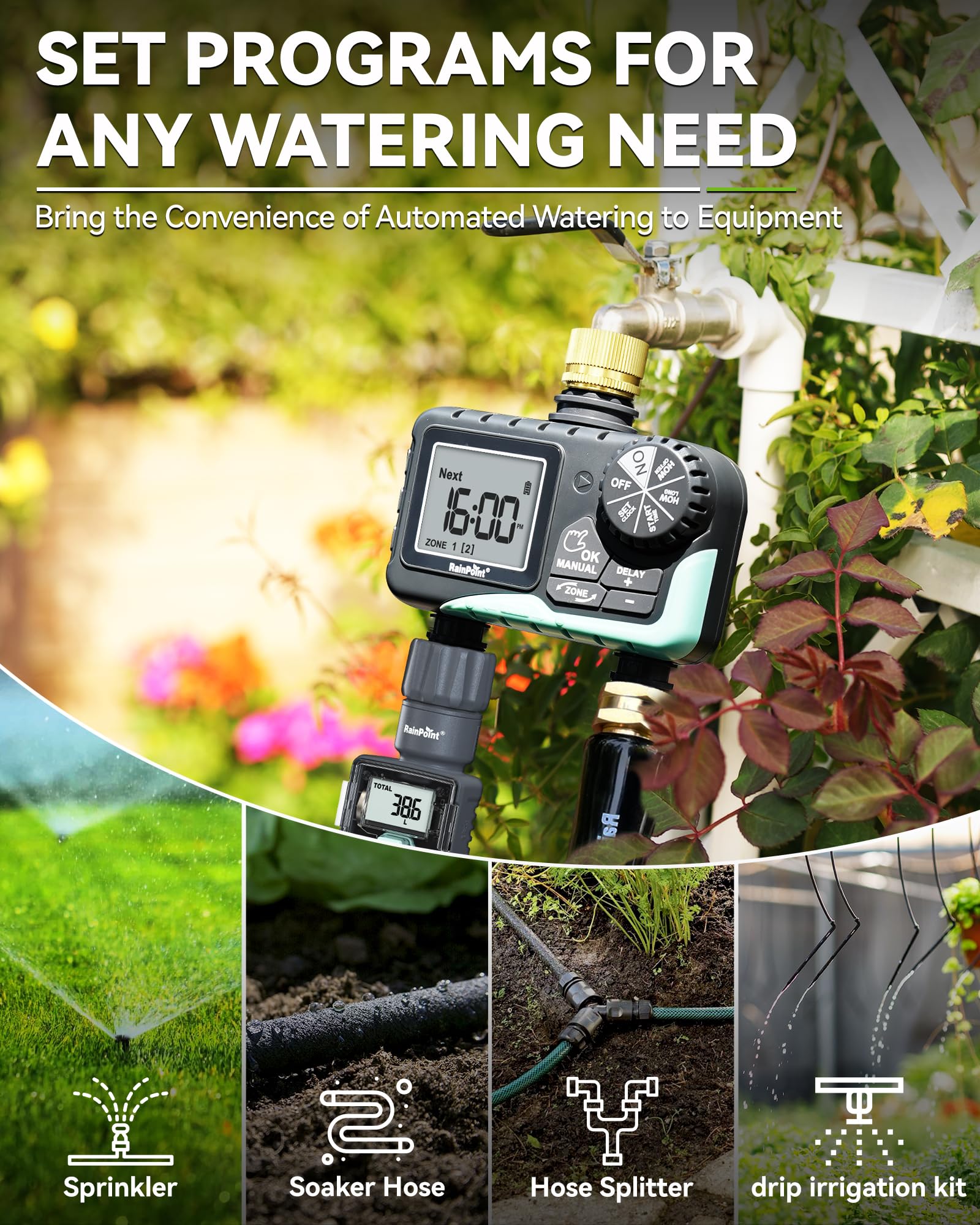 RAINPOINT sealed battery cover highlighting waterproof protection and reliability