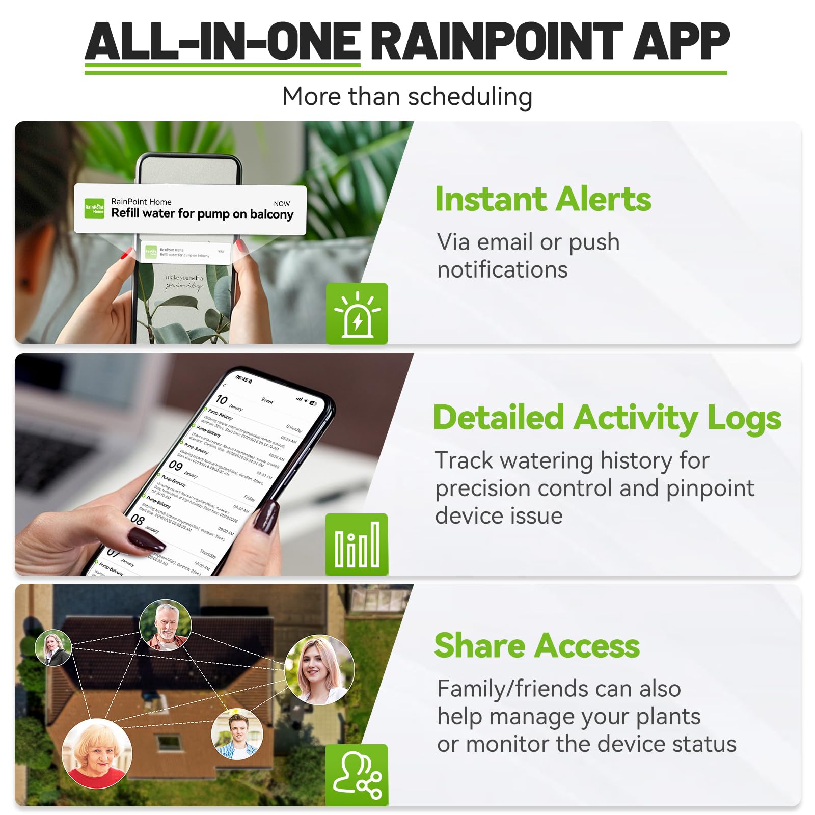 RAINPOINT battery USB-C port closeup highlighting convenient recharging