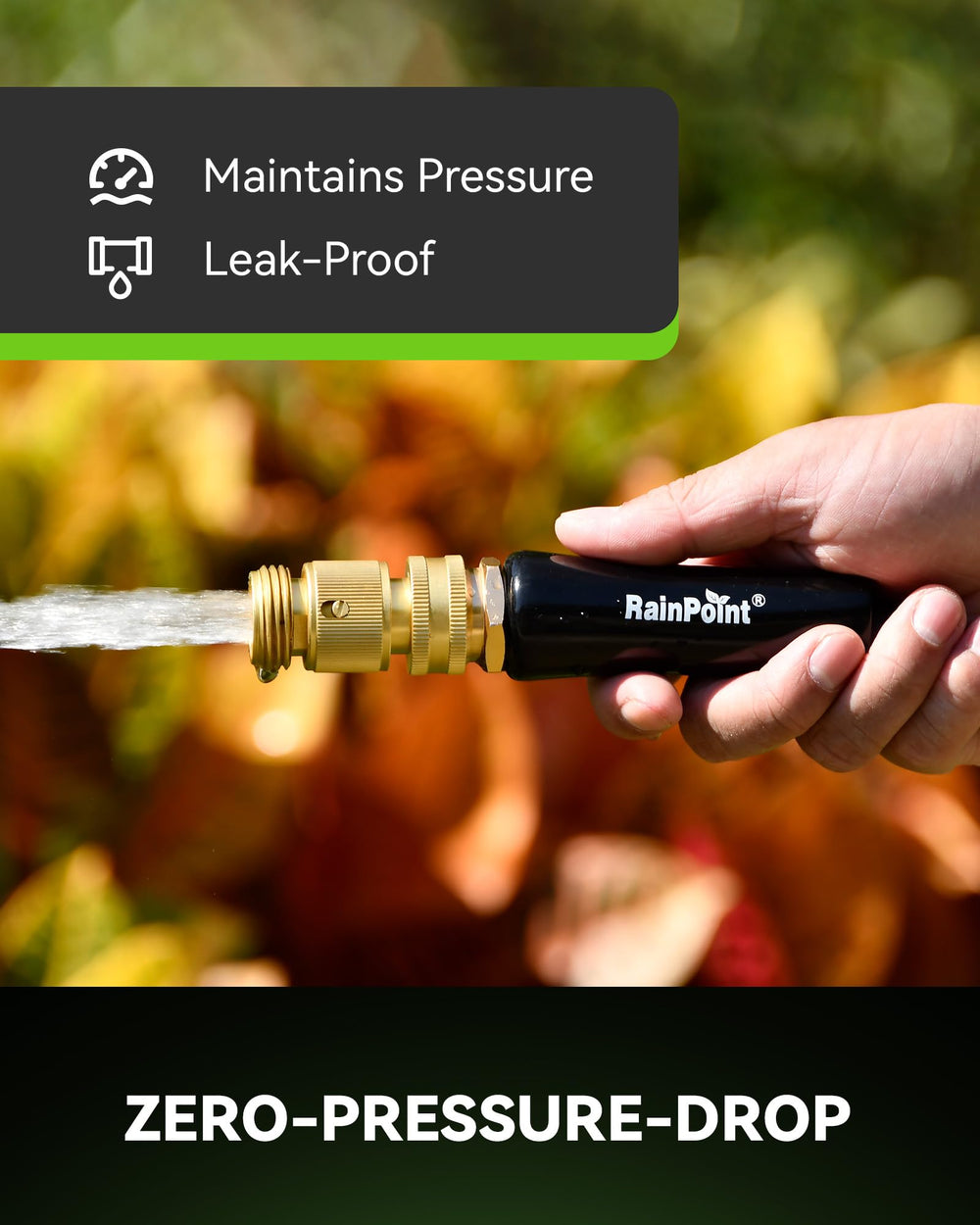 RAINPOINT close-up of 3/4" GHT thread detail highlighting durable brass precision
