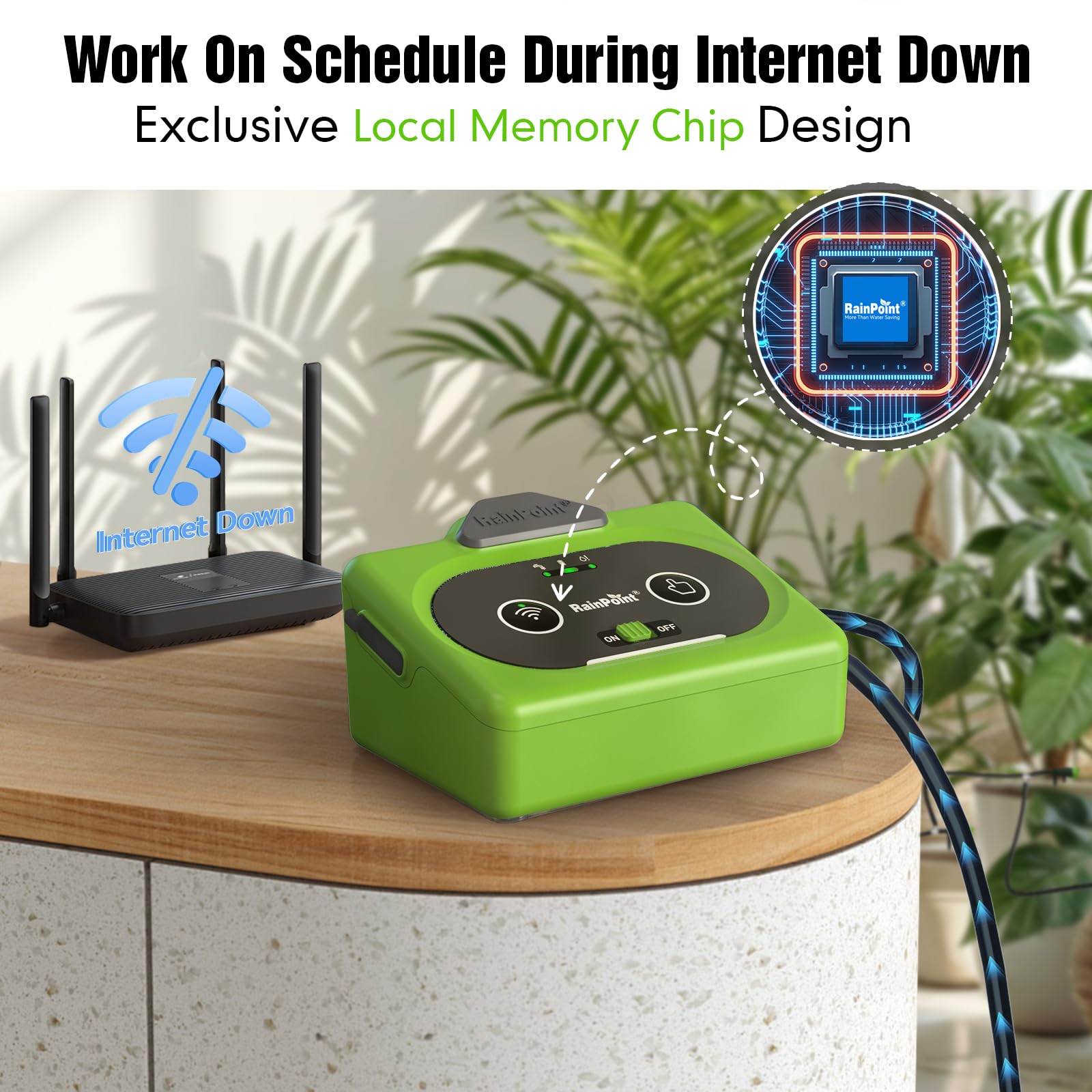 RAINPOINT adjustable emitter close-up enabling precise water control per plant