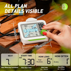 RAINPOINT control buttons and screen close-up for simple schedule adjustments