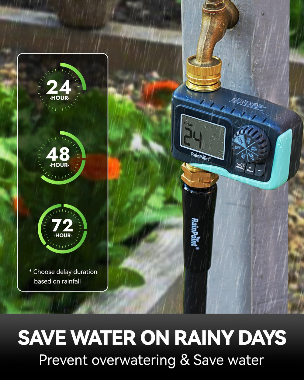 RAINPOINT escala de tamaño junto a mano, compacto y sólido