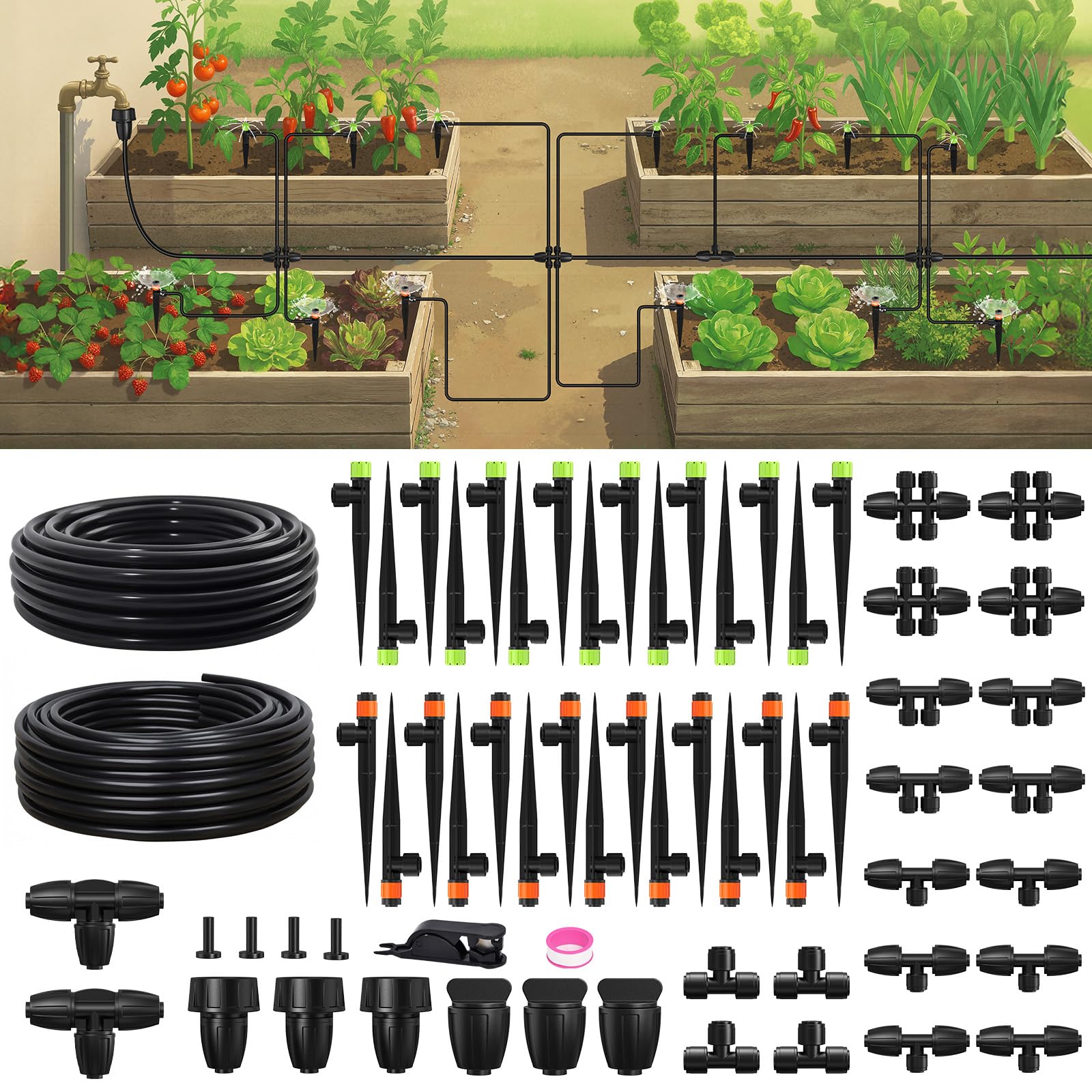 RAINPOINT front packaging showing complete irrigation kit and convenience