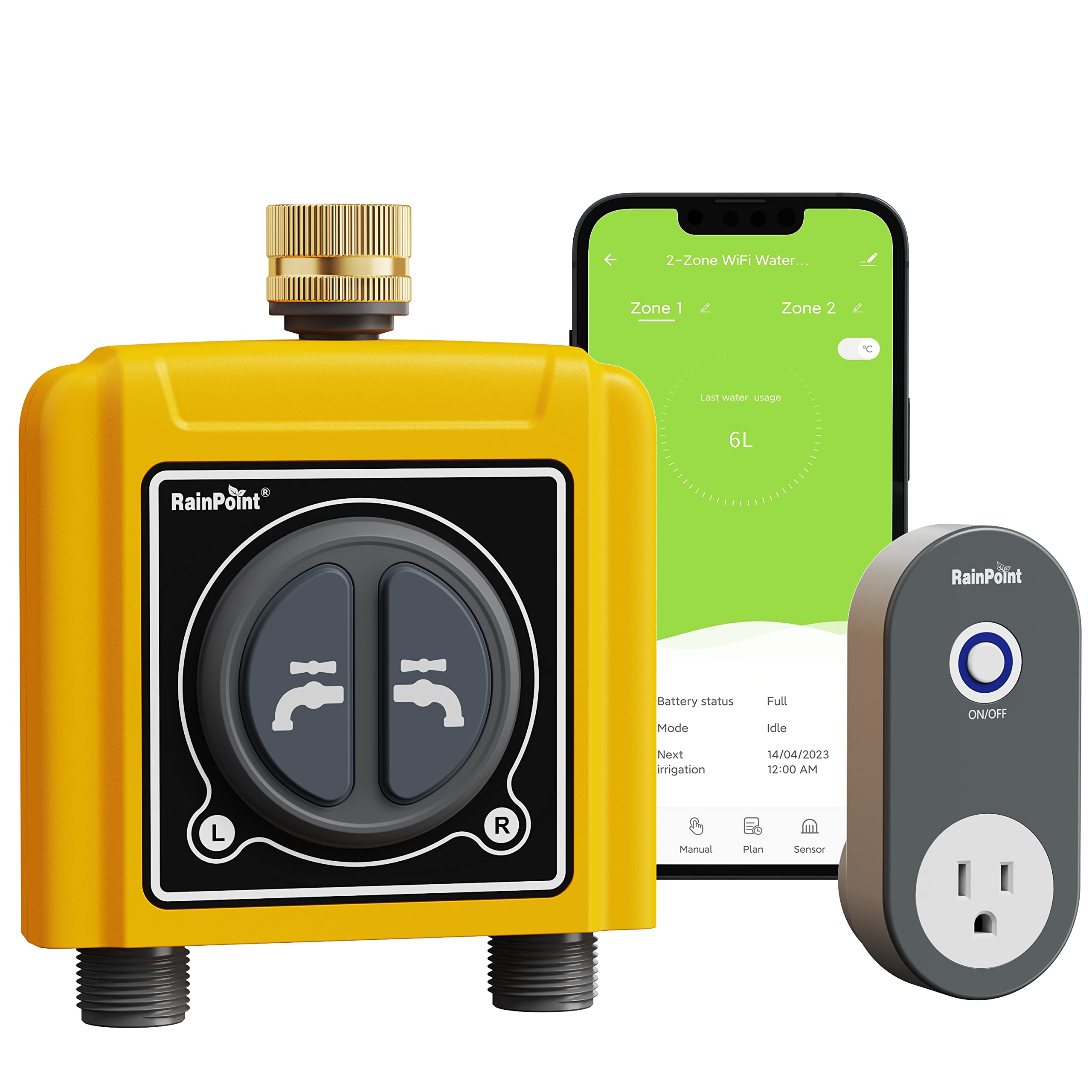 RAINPOINT front panel and brass inlet showing durable metal thread for reliable connections