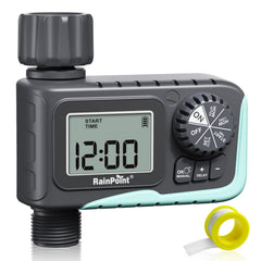 RAINPOINT front view of timer showing controls and connection benefit easy setup