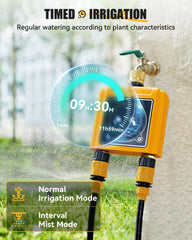 RAINPOINT connected to garden hose in use providing automated hands-free irrigation