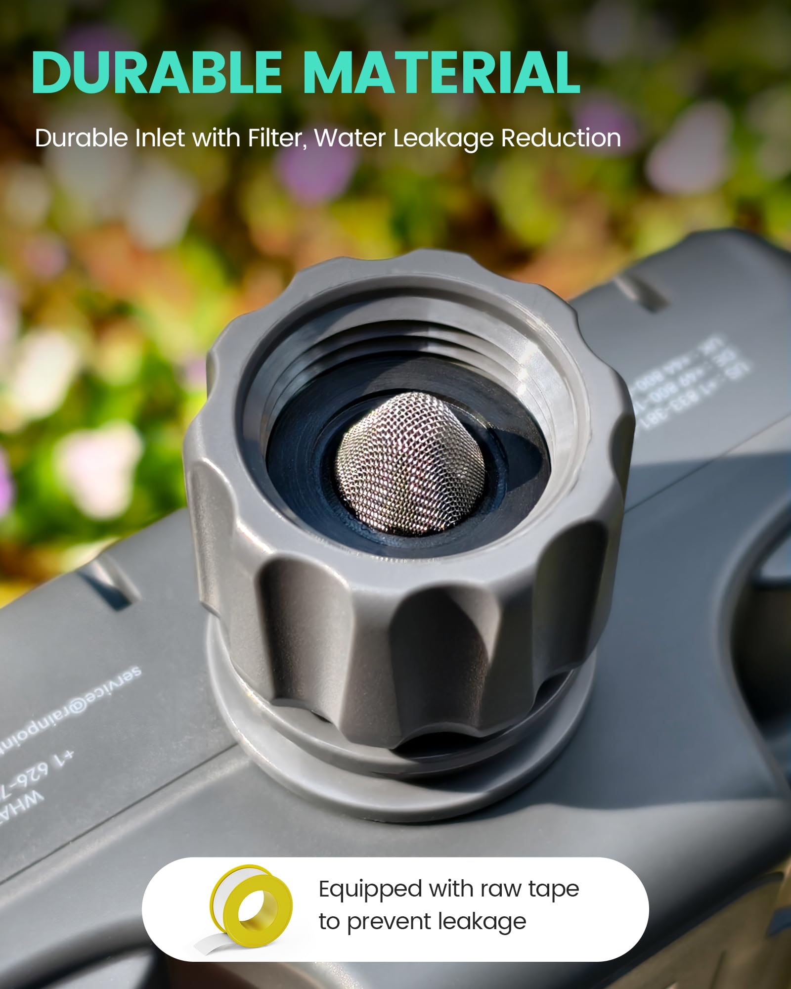 RAINPOINT installed on outdoor faucet enabling automated yard watering