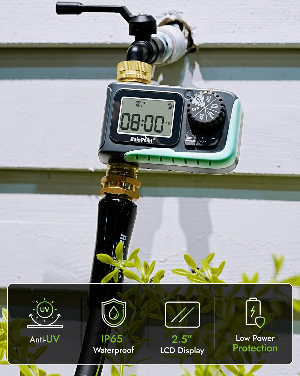 RAINPOINT pantalla de programación, ajustes rápidos y fiables