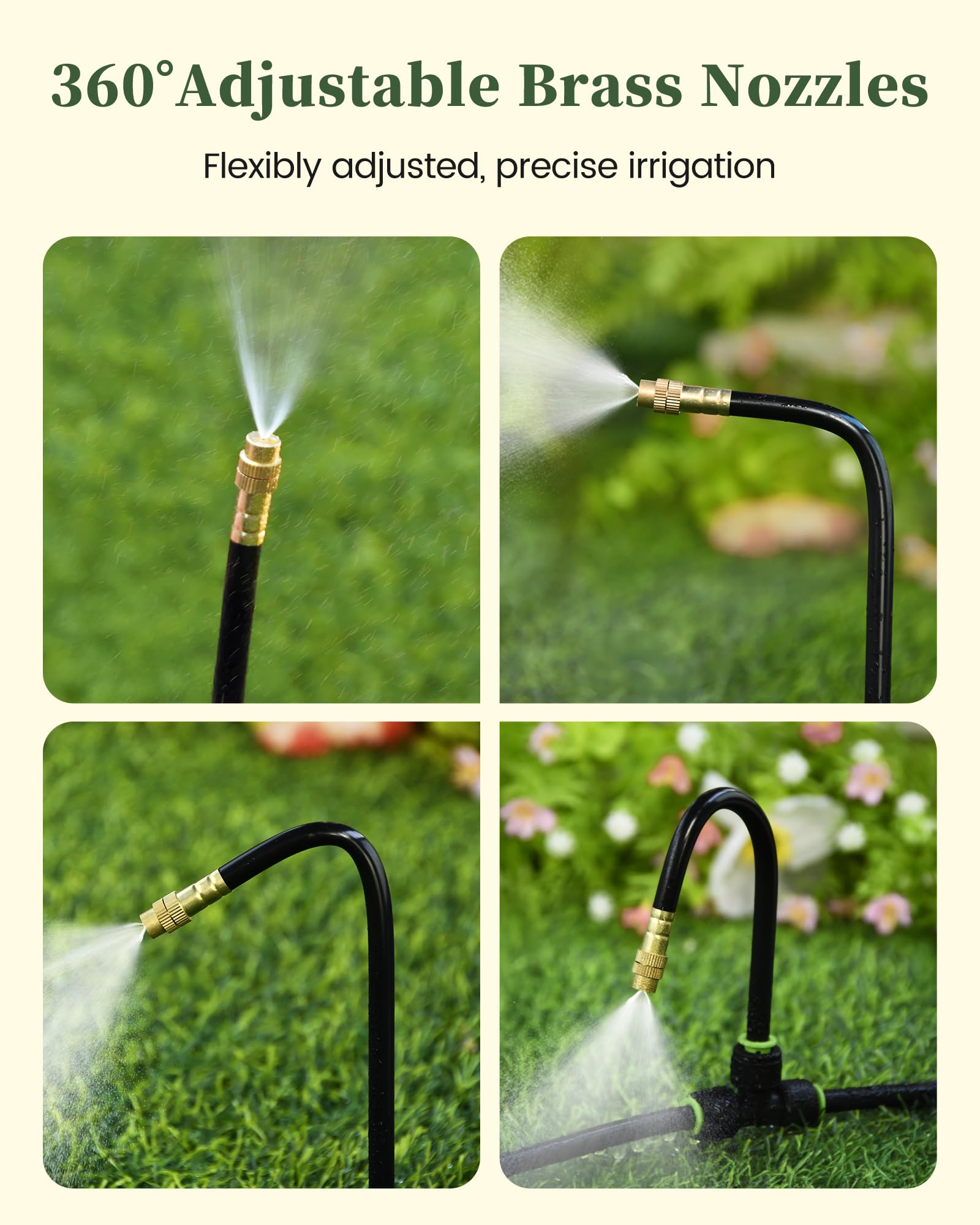 RAINPOINT nozzle adjustment hand demo showing rotating nozzle for mode selection benefit flexible watering