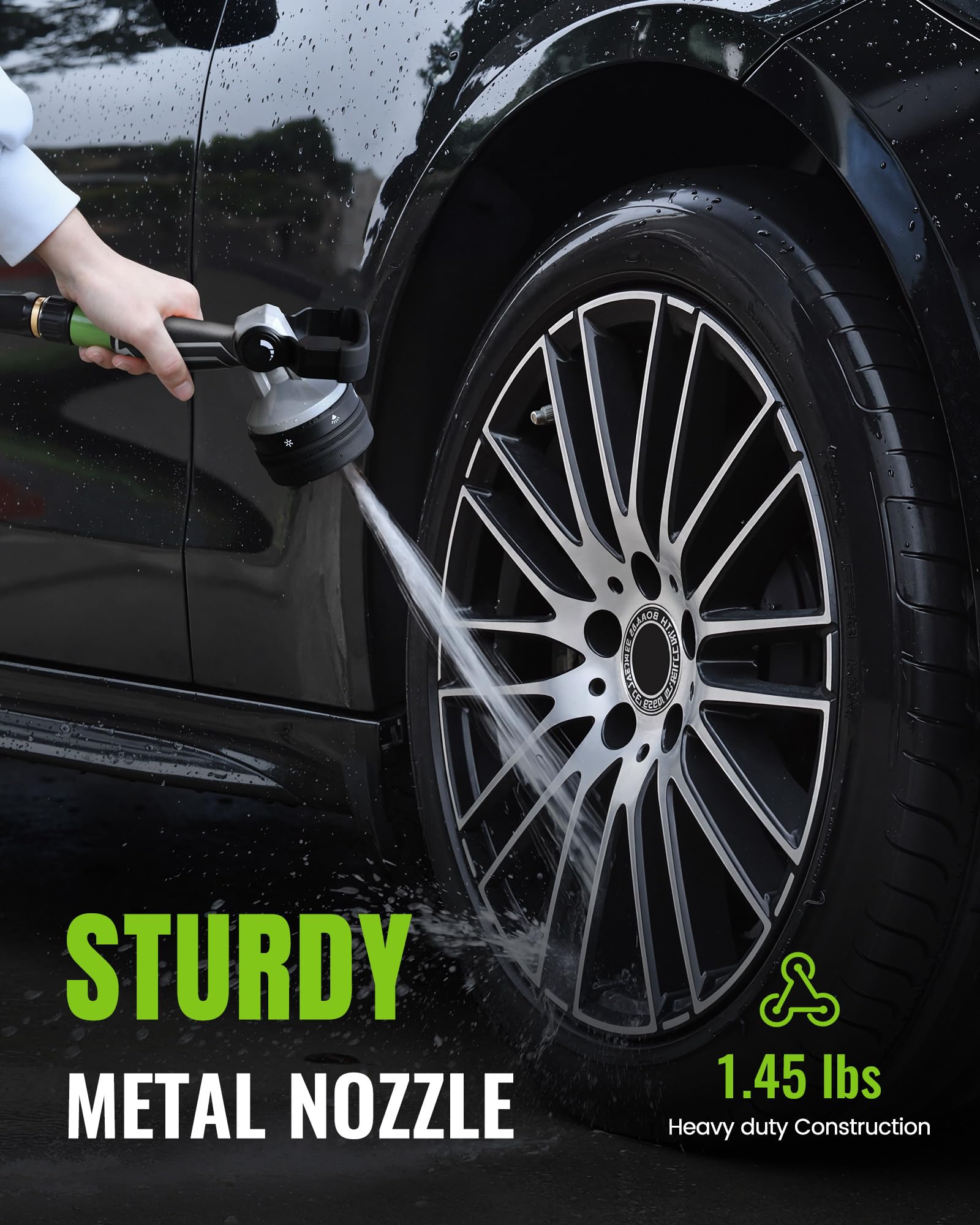 RAINPOINT nozzle held in hand showing size and scale benefit: easy handling