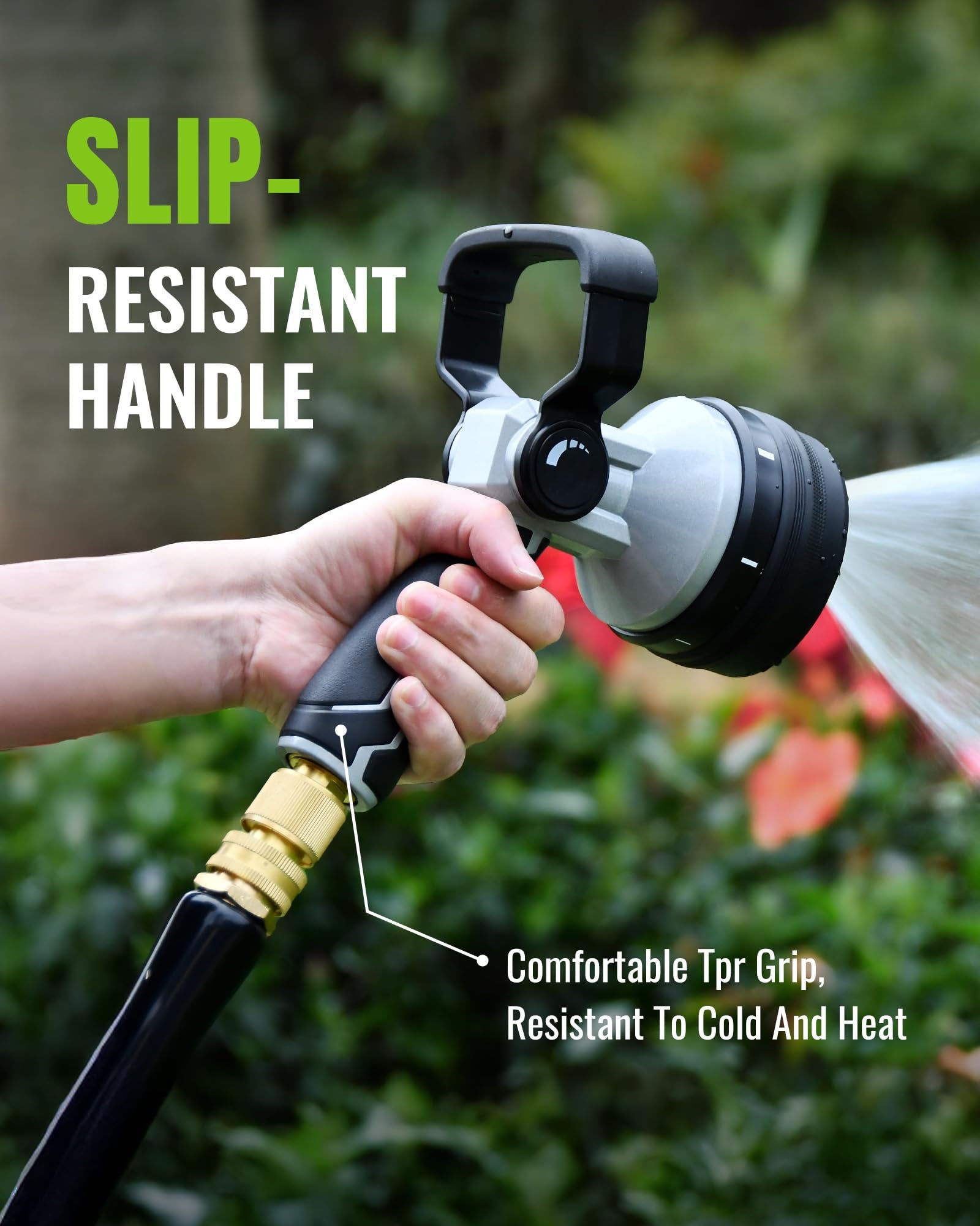 RAINPOINT nozzle bathing a dog with gentle spray showing safe pet use benefit: comfortable rinse