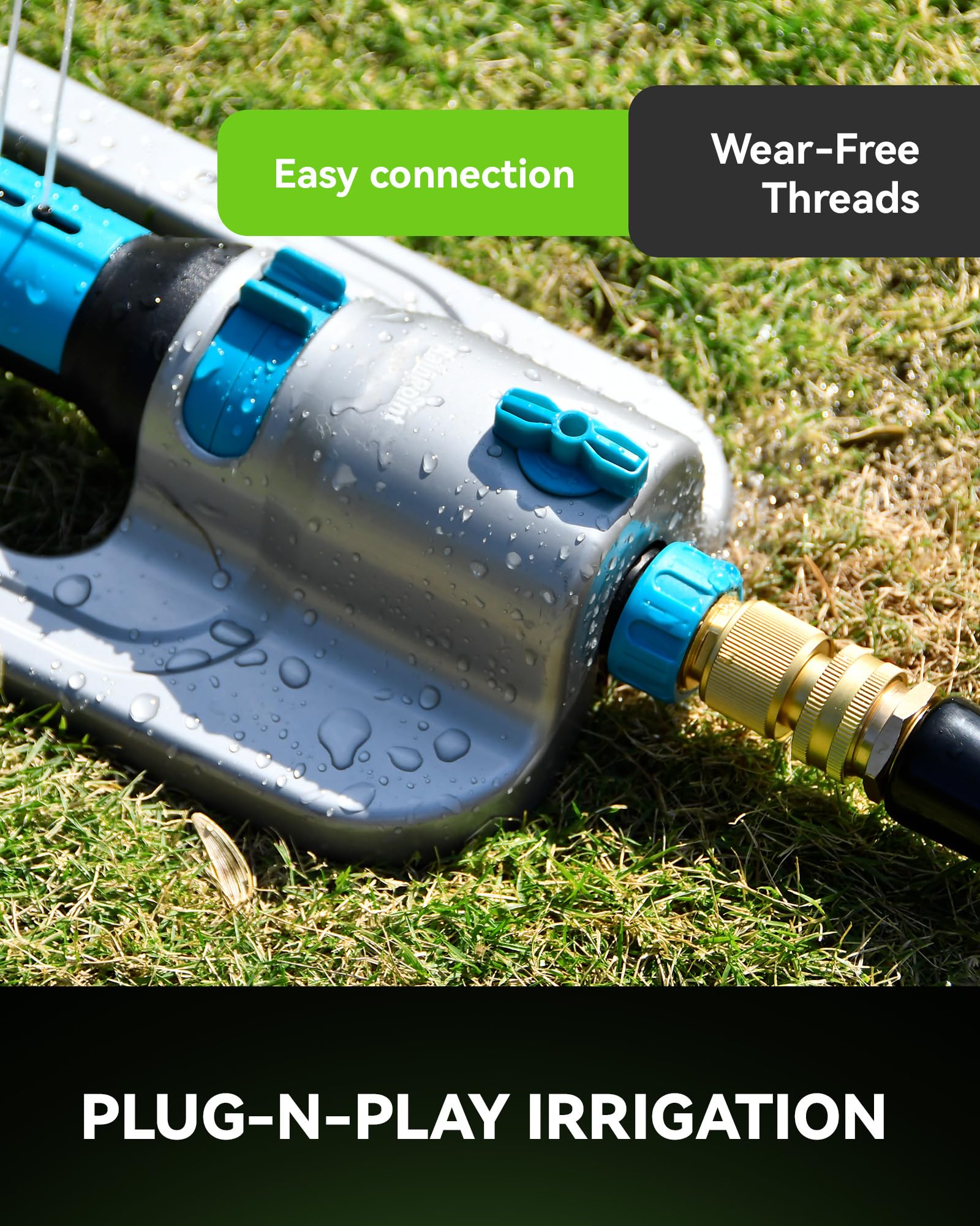 RAINPOINT lifestyle image of connectors on hoses in garden showing efficient watering