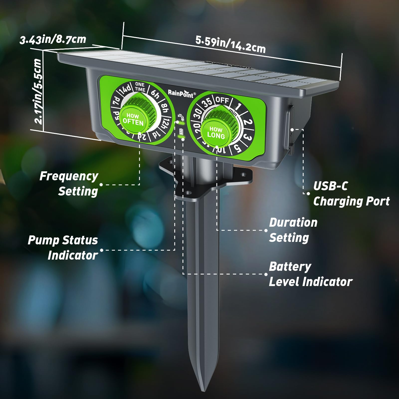 RAINPOINT open box showing pump tubing emitters and accessories for immediate setup