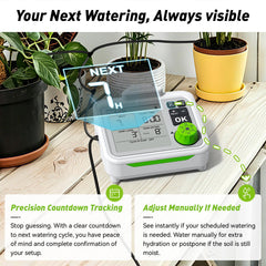 RAINPOINT pump with main tubing ready to connect for even indoor irrigation