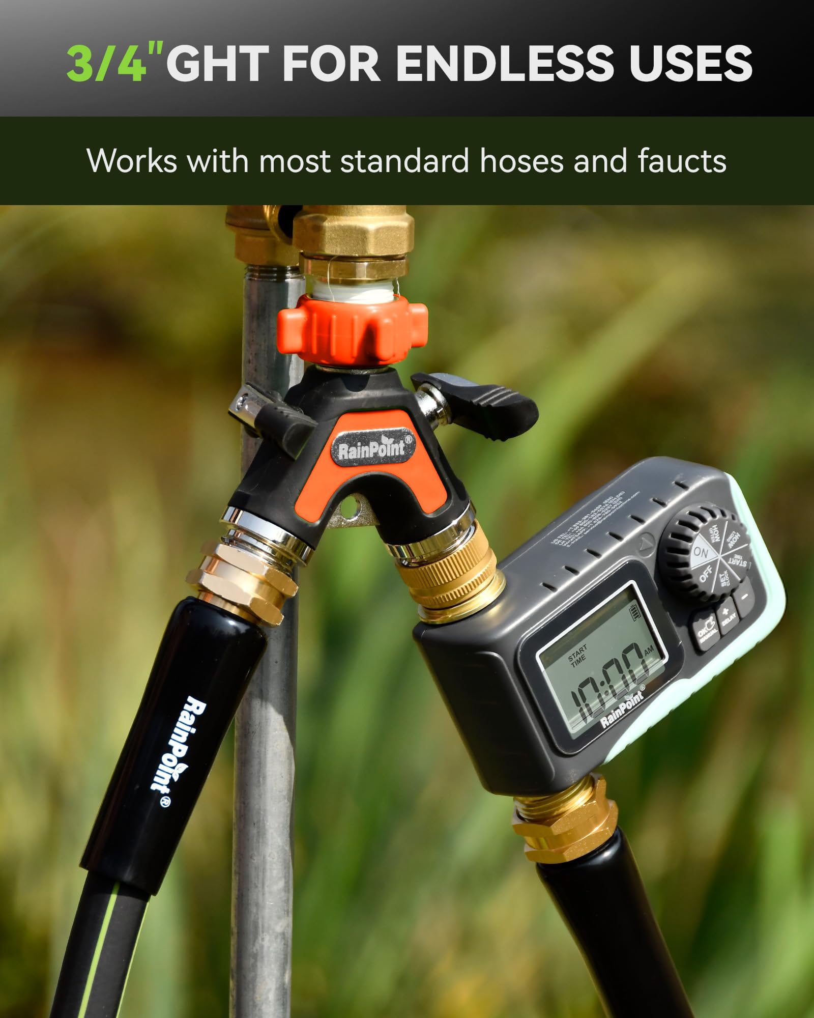 RAINPOINT size comparison beside spigot to show compact scale and fit