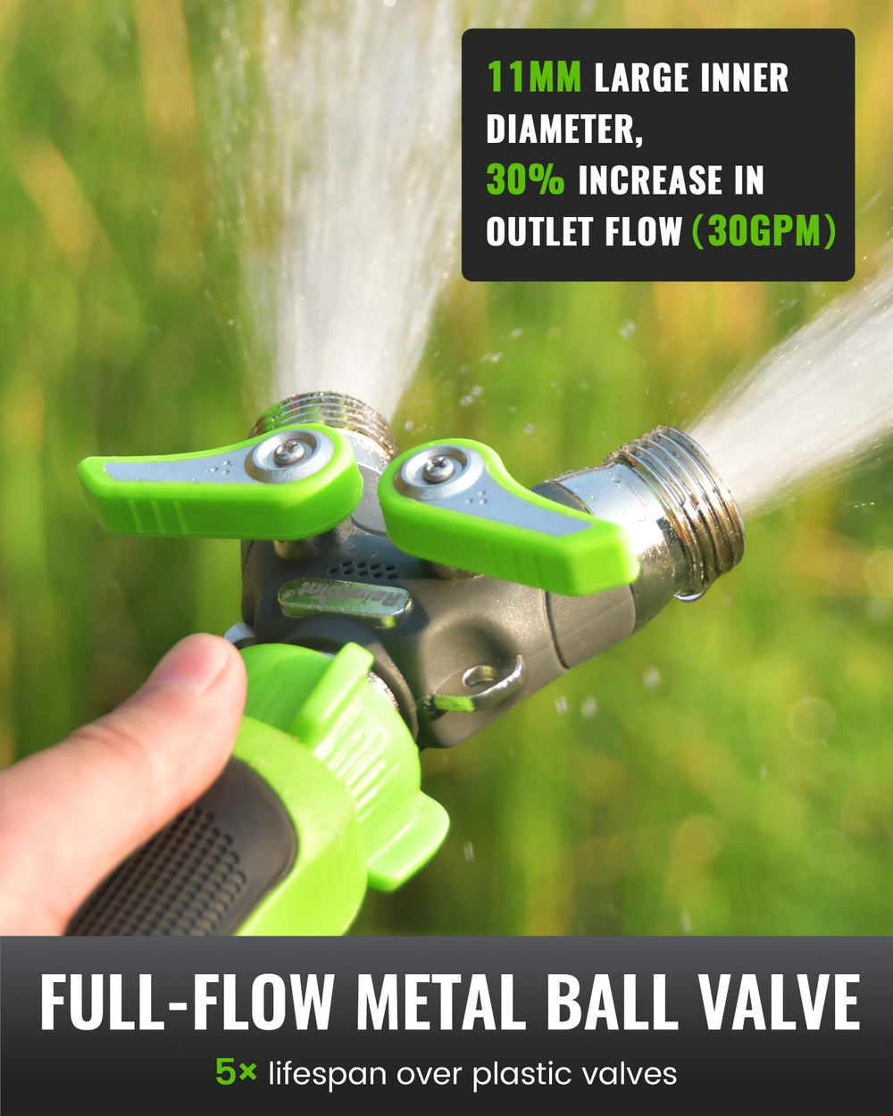 RAINPOINT internal valve assembly close-up showing stainless steel ball for long life