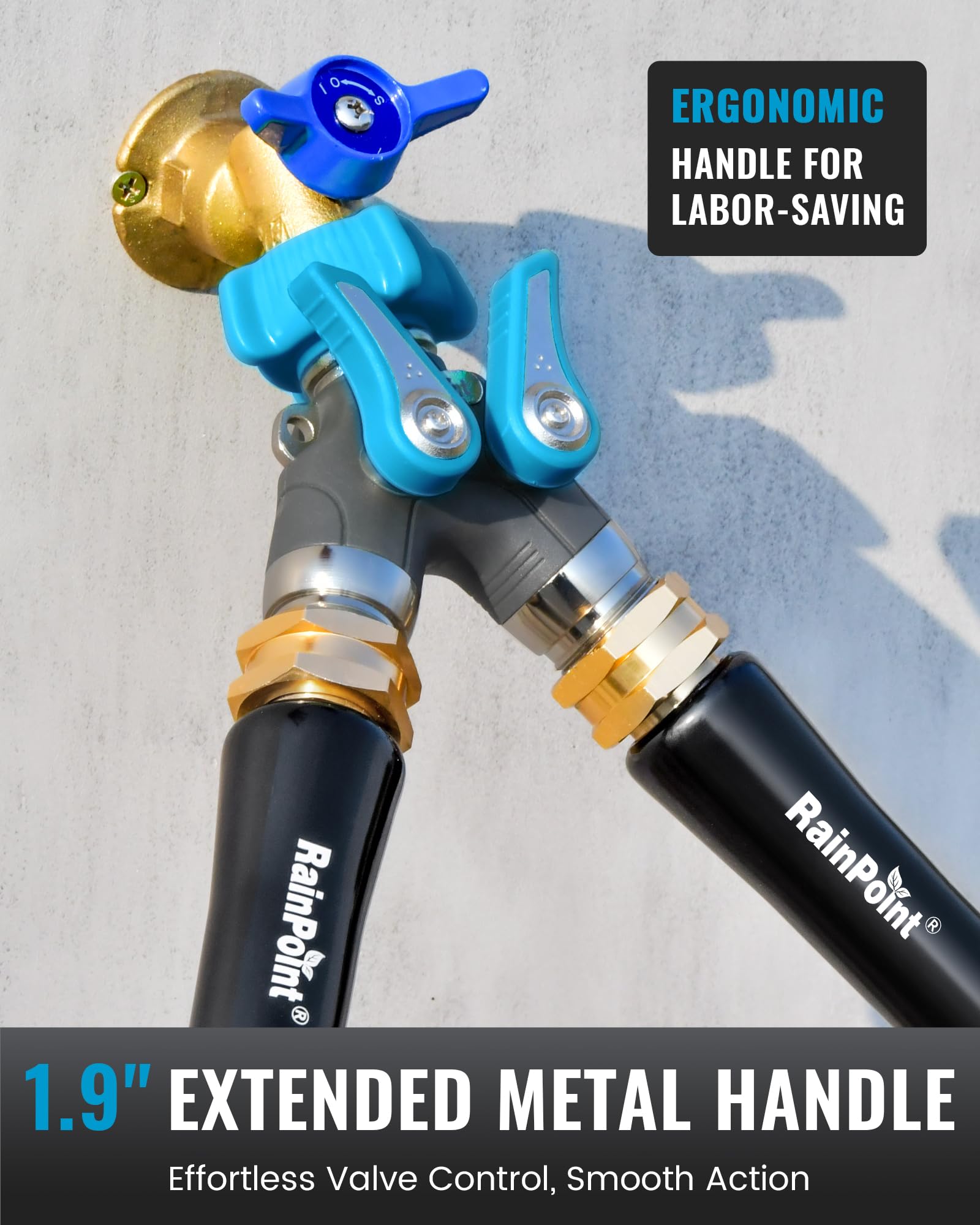 RAINPOINT stainless steel ball valve cross-section showing durable high-pressure performance