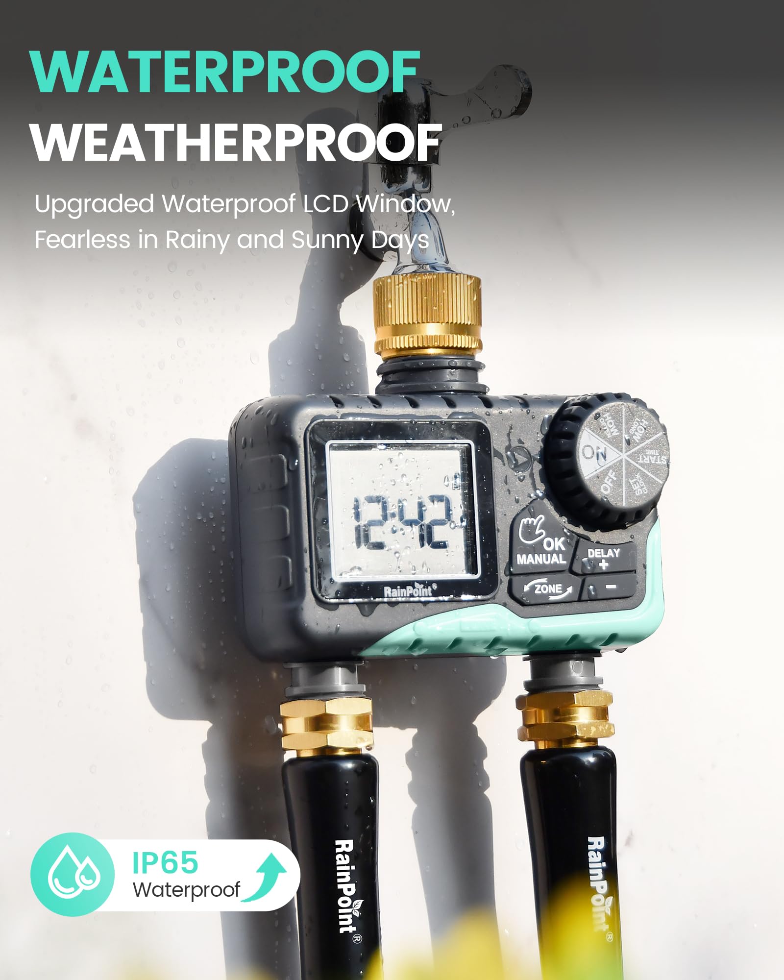 RAINPOINT controlling Zone 1 sprinkler for precise lawn watering and scheduling