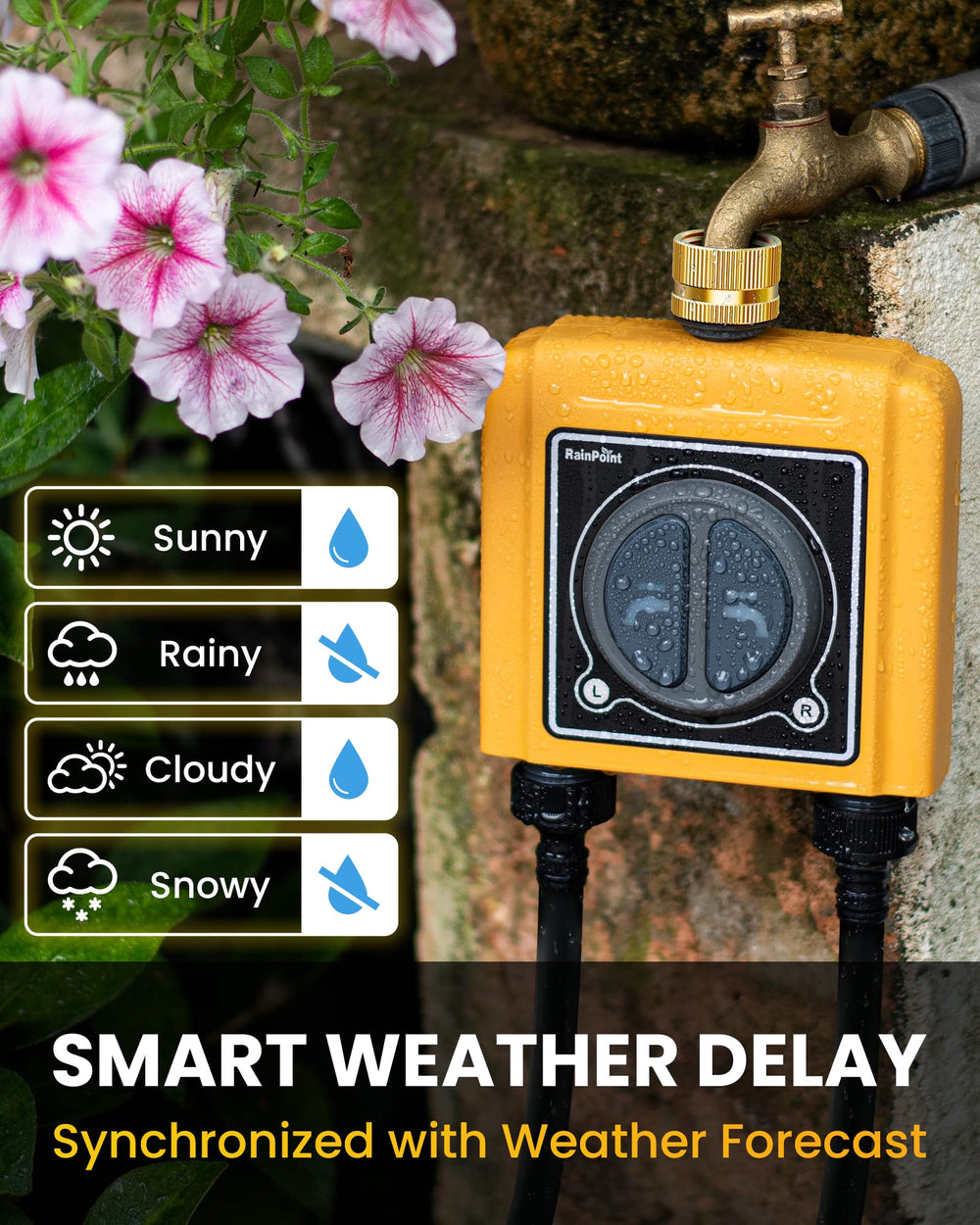 RAINPOINT zone connections and valves illustrating dual-zone flexibility
