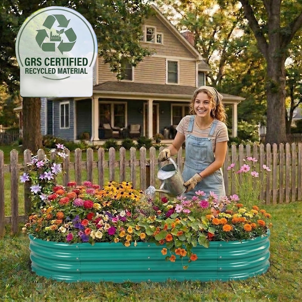 Rakukiri green planter on patio illustrating attractive, space-saving outdoor use