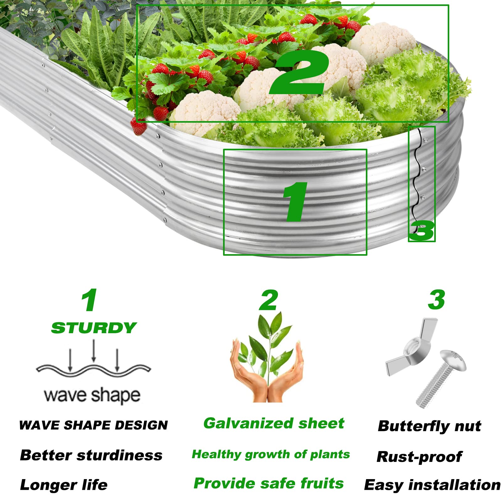 Rakukiri planter planted with vegetables and herbs for productive use