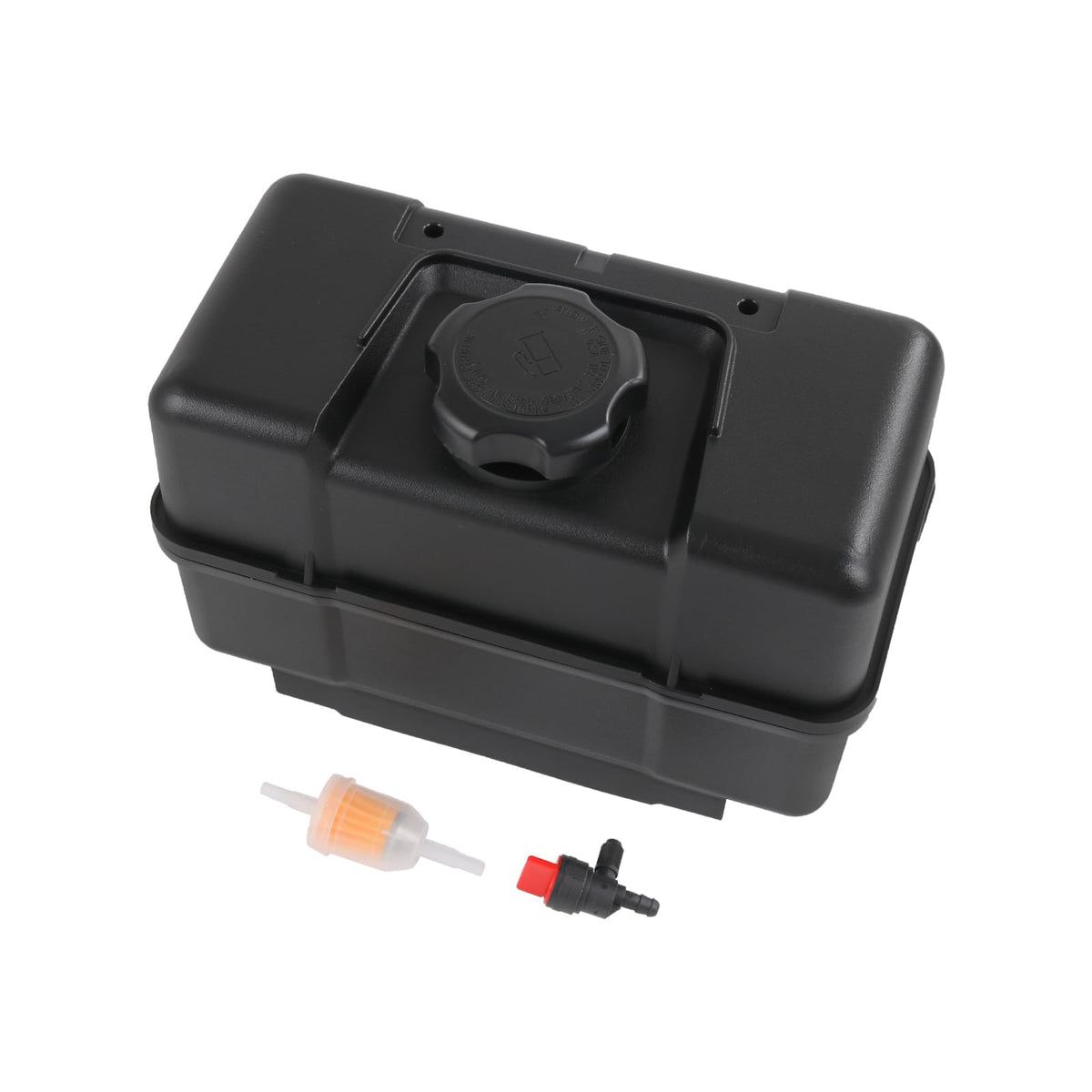 RALBDX front view of 4-quart fuel tank showing mounting points and shape for easy replacement