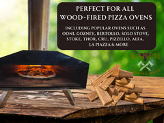 RANCH COOKING WOOD burning in a portable pizza oven demonstrating high heat performance