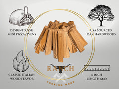 RANCH COOKING WOOD next to ruler showing 5–6 inch stick size for oven fit