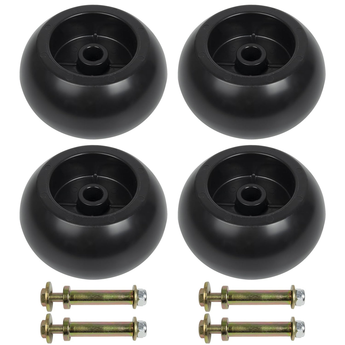 RANSOTO front view of four deck wheels showing fit and uniformity benefit