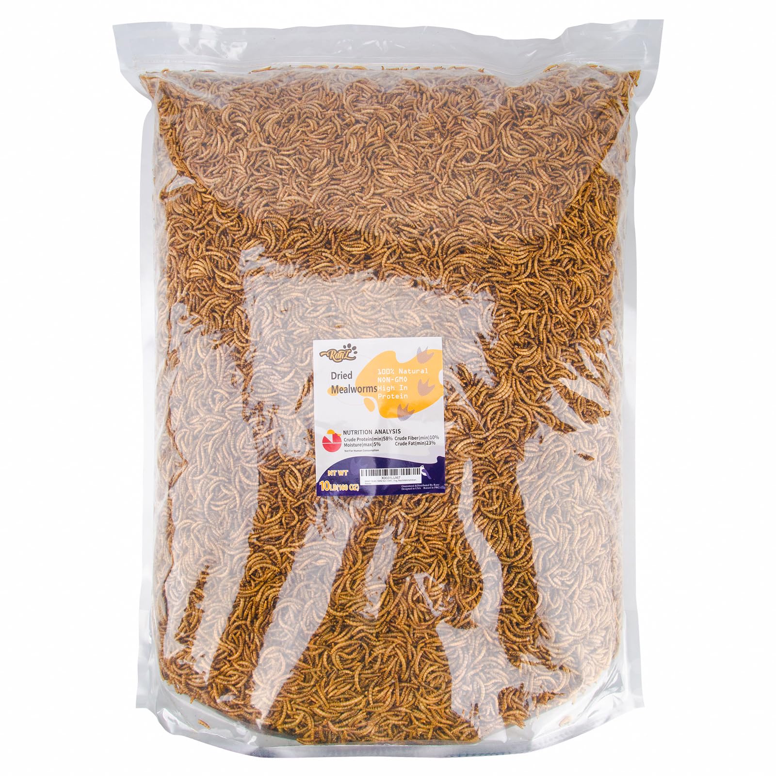 RANZ close-up of whole dried mealworms texture for high-protein appeal
