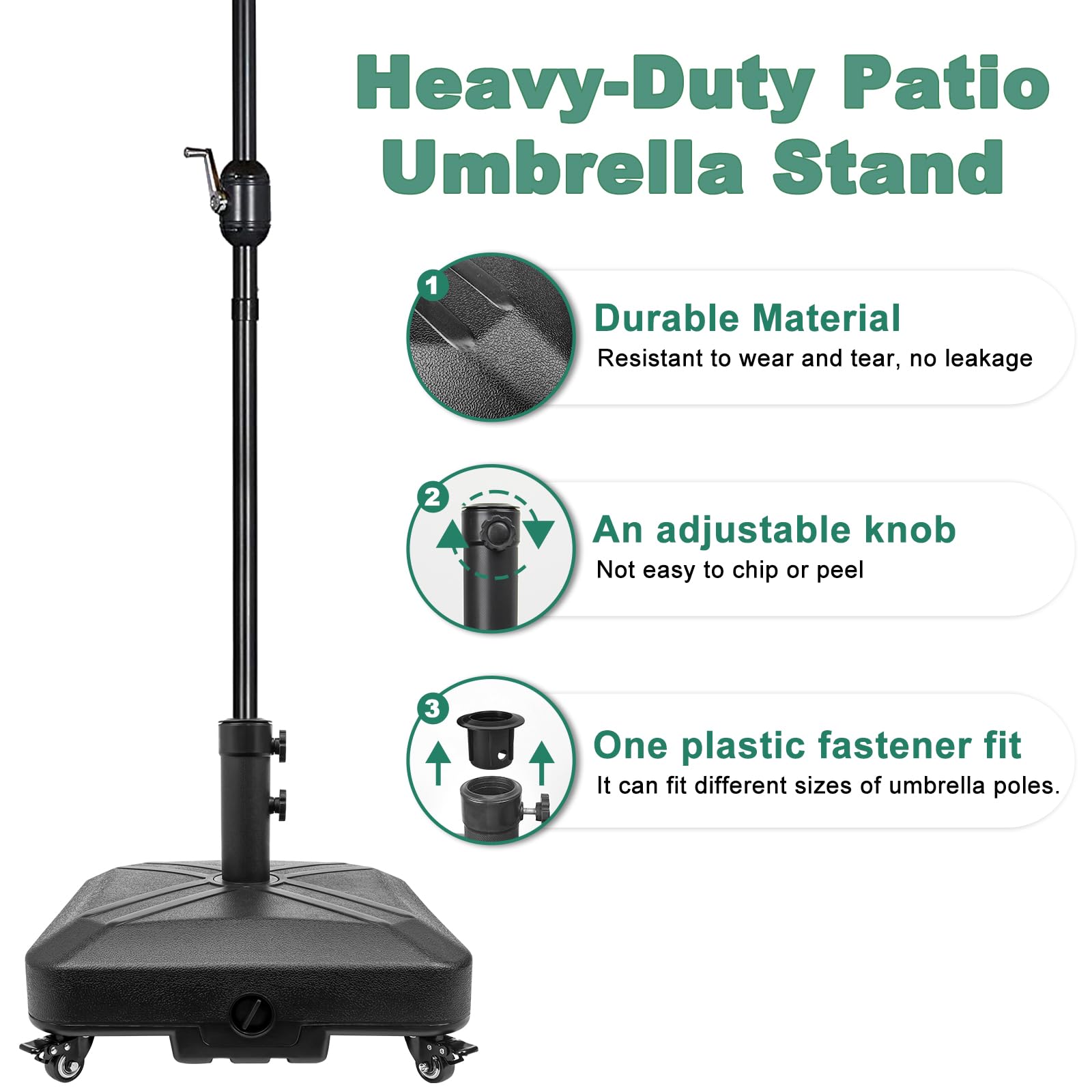 RAOKUKH base with umbrella installed showing correct size compatibility
