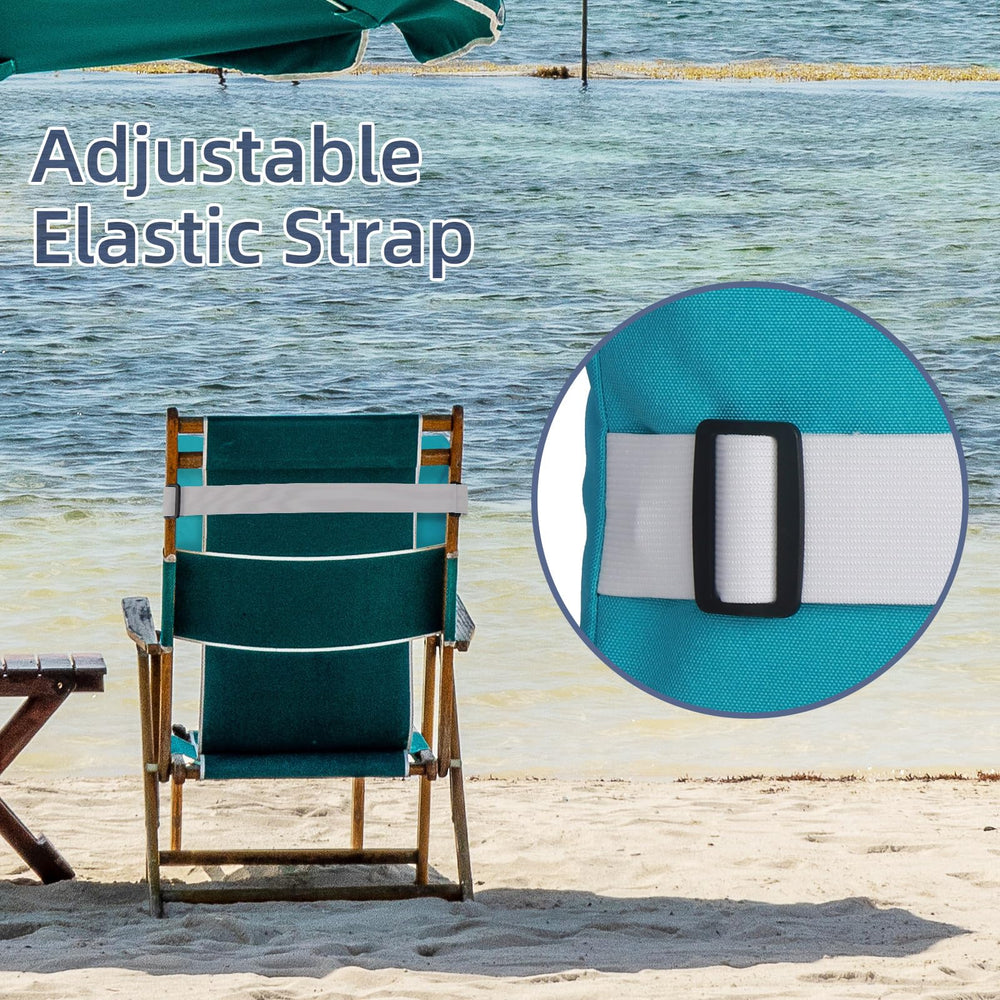 Rasugarlary pillow mounted on a beach chair showing outdoor comfort advantage