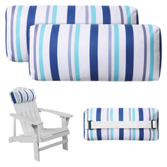 Rasugarlary front view of blue white stripe pillows showing pattern and pack benefits