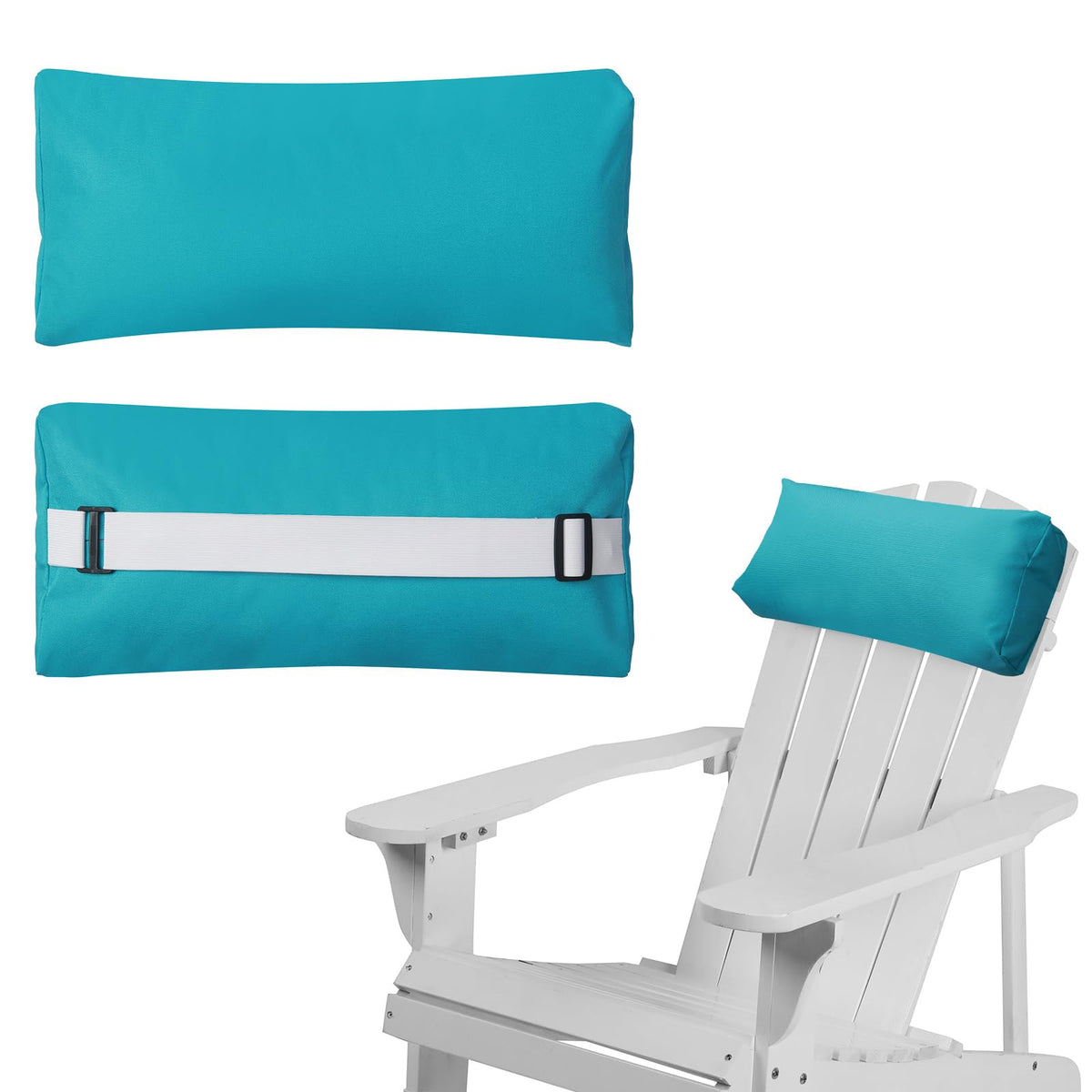 Rasugarlary light blue front view showing compact outdoor head pillow and secure fit