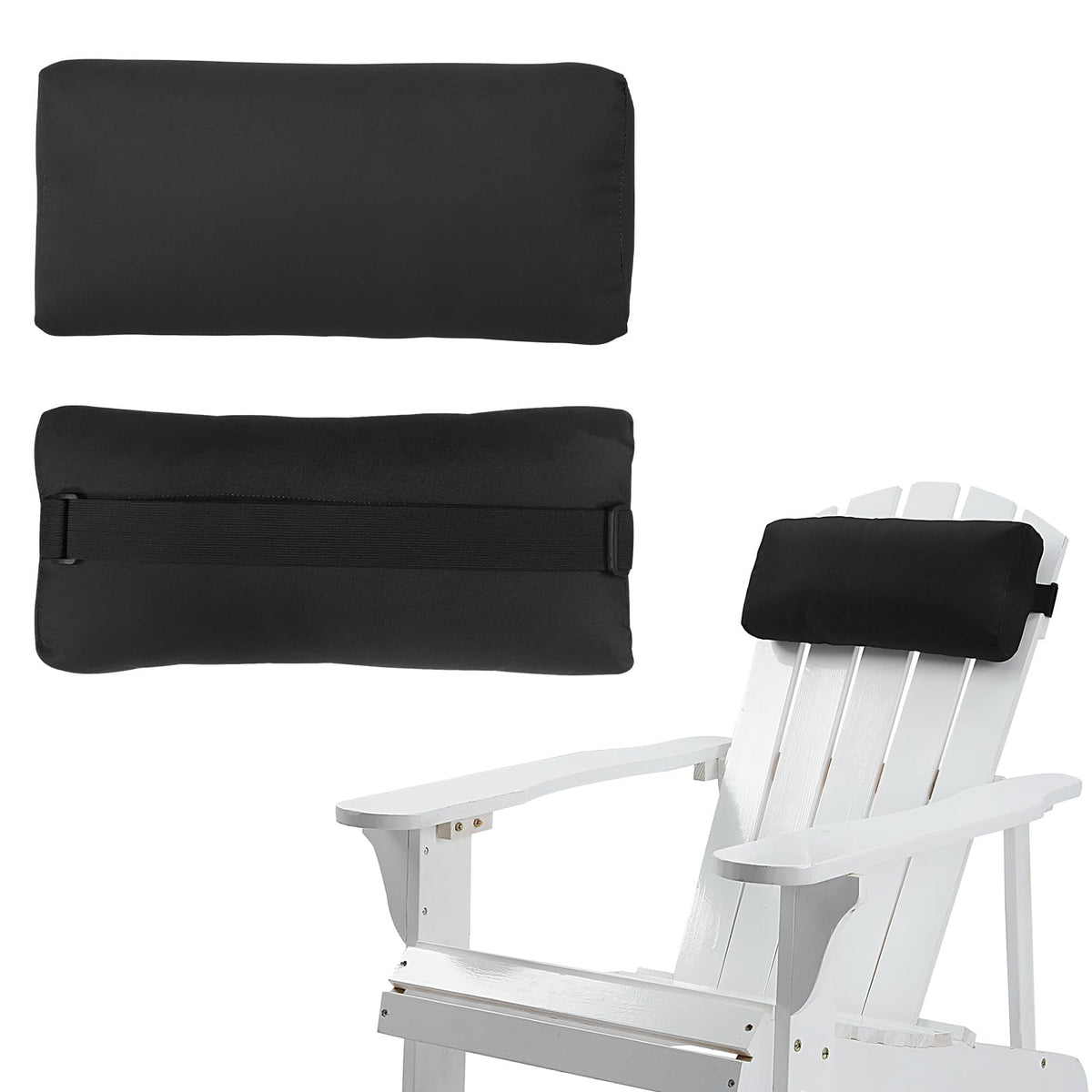 Rasugarlary front view of black head pillow showing slim profile and comfort