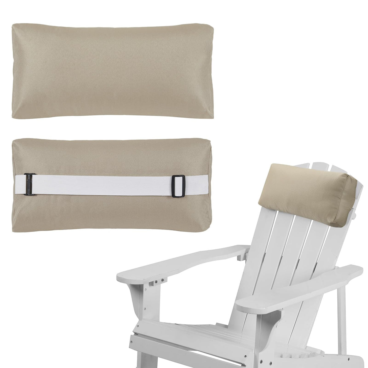 Rasugarlary front view of khaki head pillow showing neat shape and support