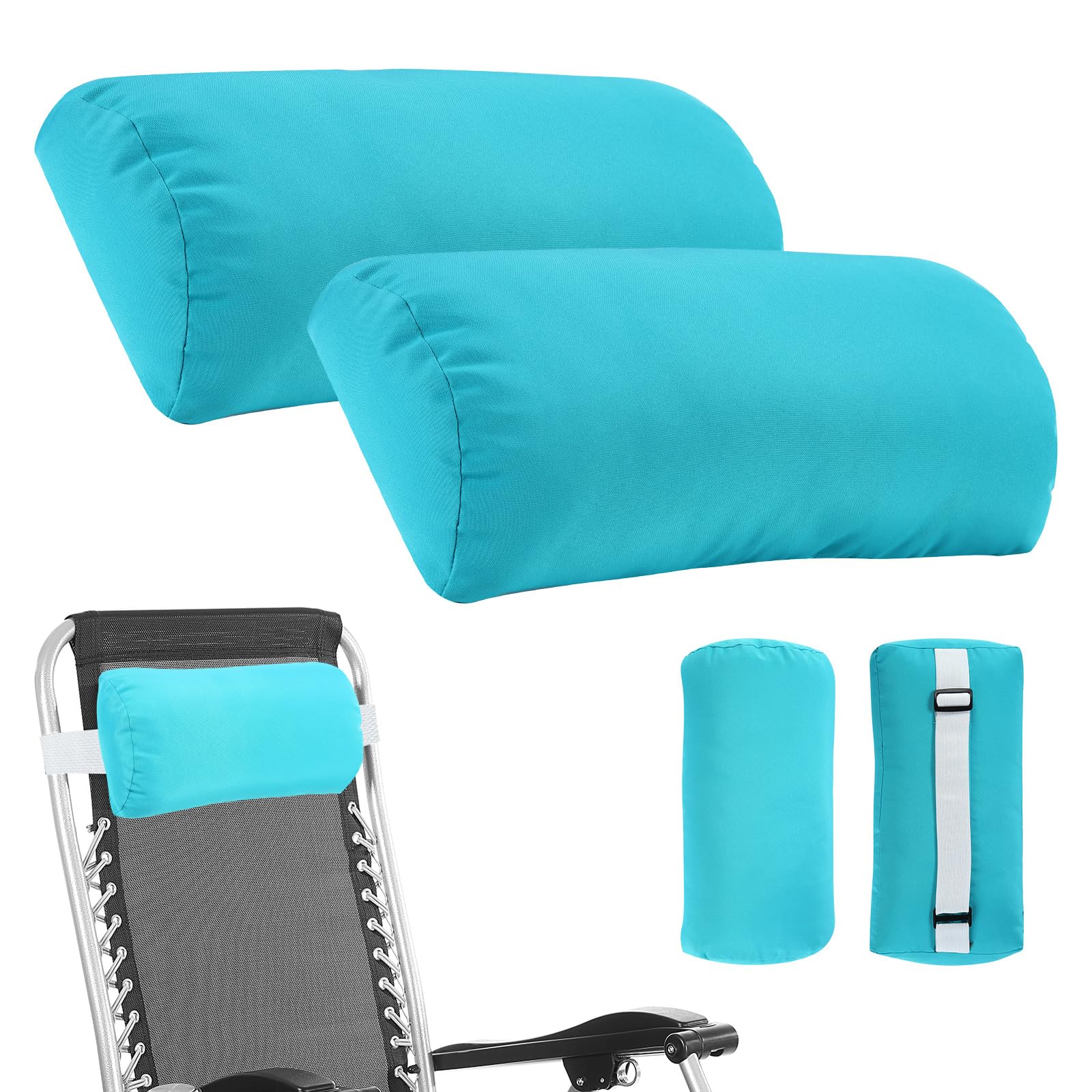 Rasugarlary front view of blue headrest pillow showing shape and color for comfort