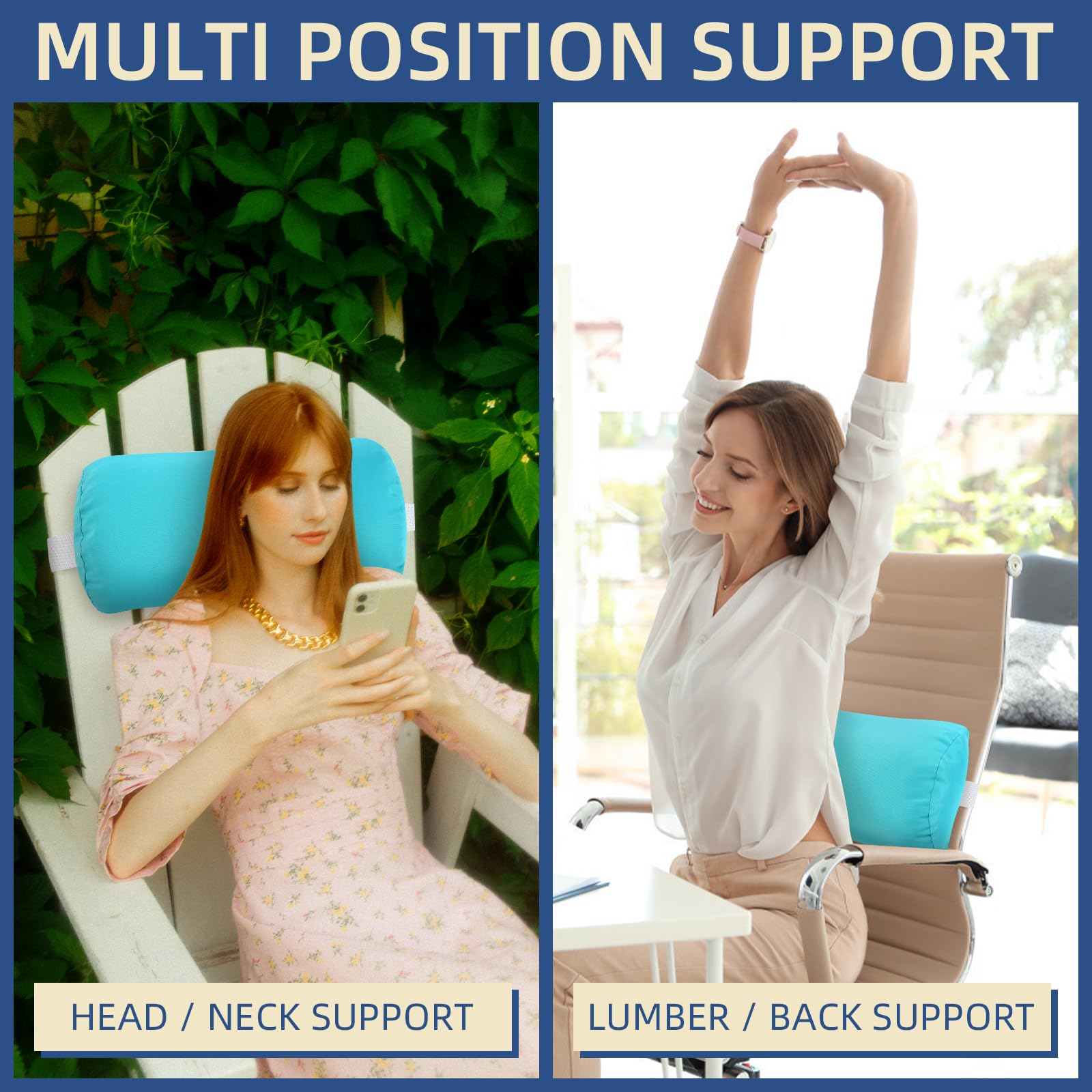 Rasugarlary pillow attached to a zero-gravity chair demonstrating secure support