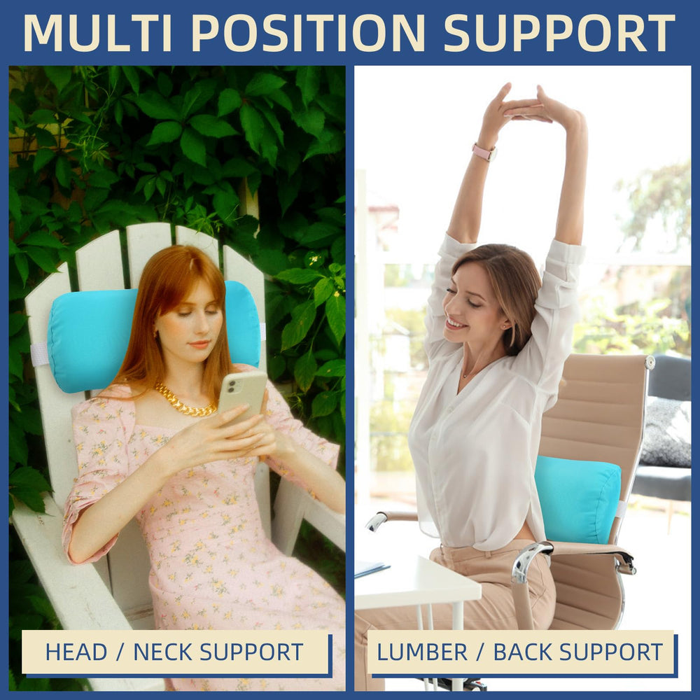 Rasugarlary pillow attached to a zero-gravity chair demonstrating secure support