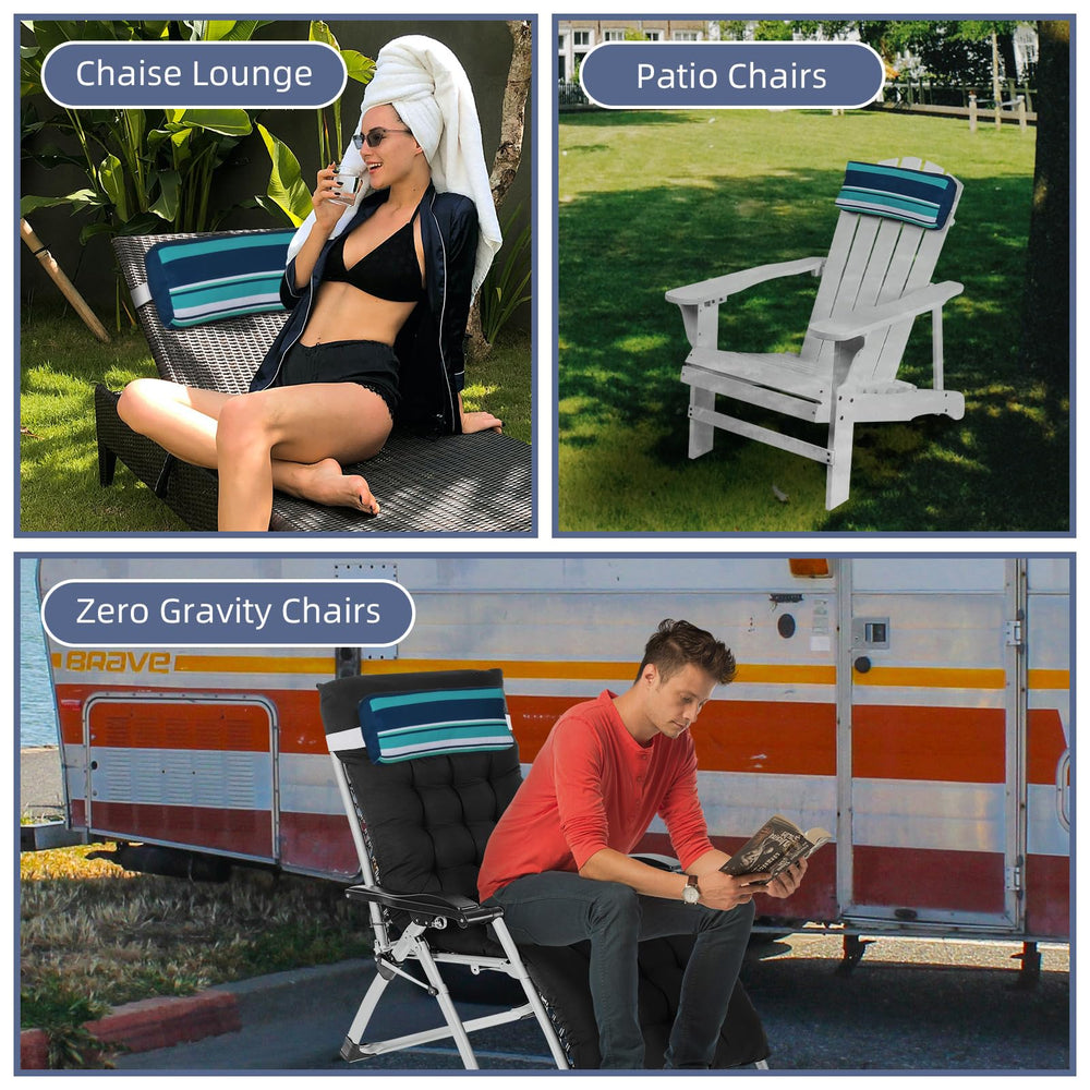 Rasugarlary pillow in use on pool lounger providing neck support and comfort