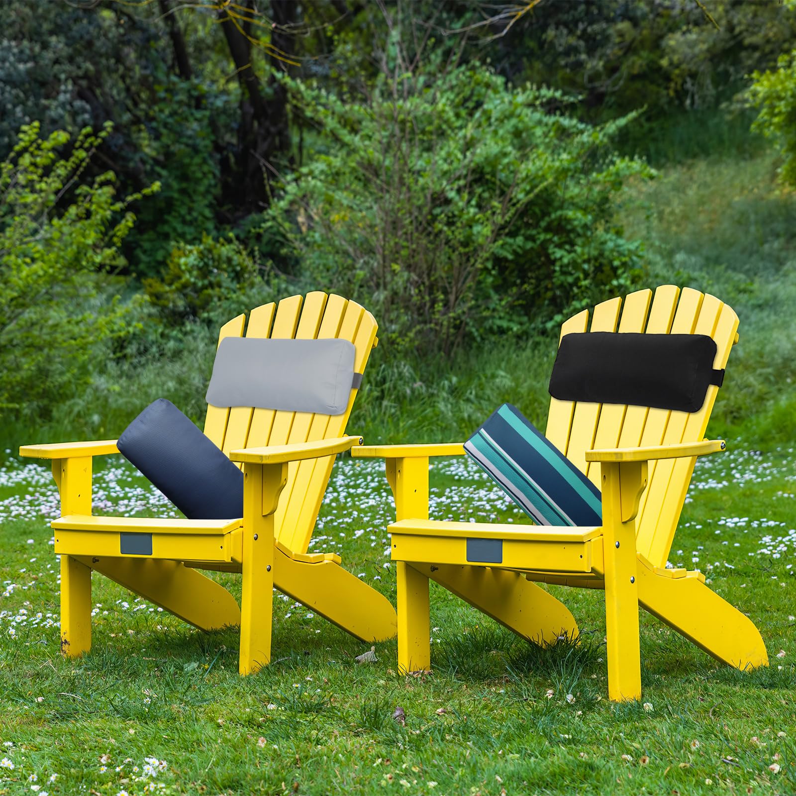 Rasugarlary two pillows staged on patio chair indicating stylish pair and coordinated look