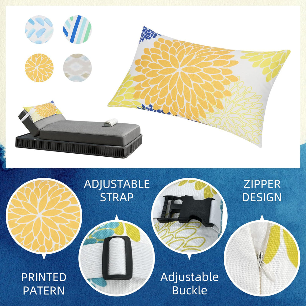Rasugarlary pillow attached to patio chaise demonstrating stability and comfort benefit