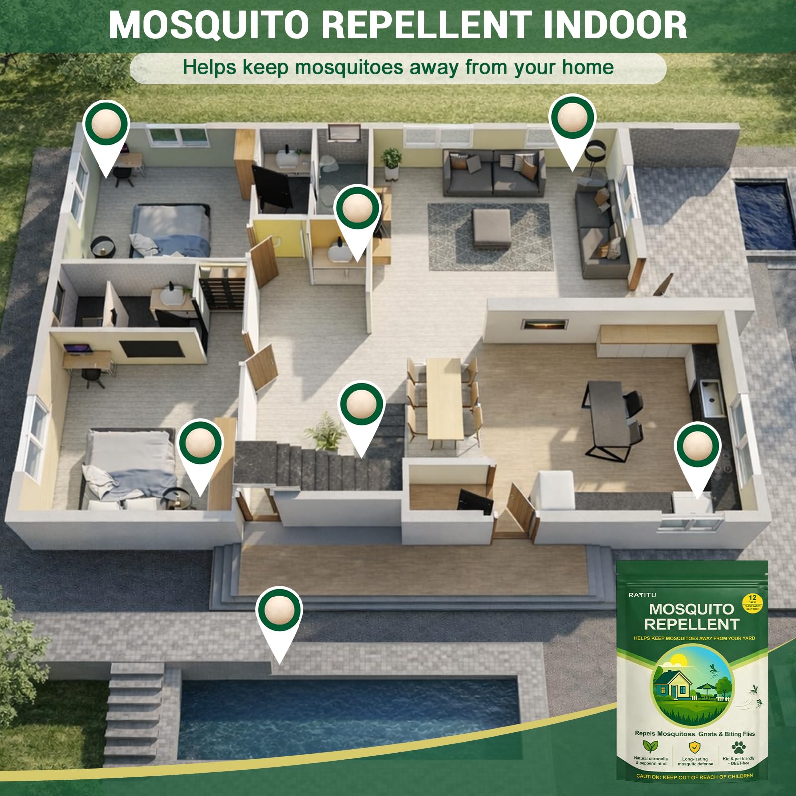 RATITU placed in bedroom corner offering indoor mosquito relief safely