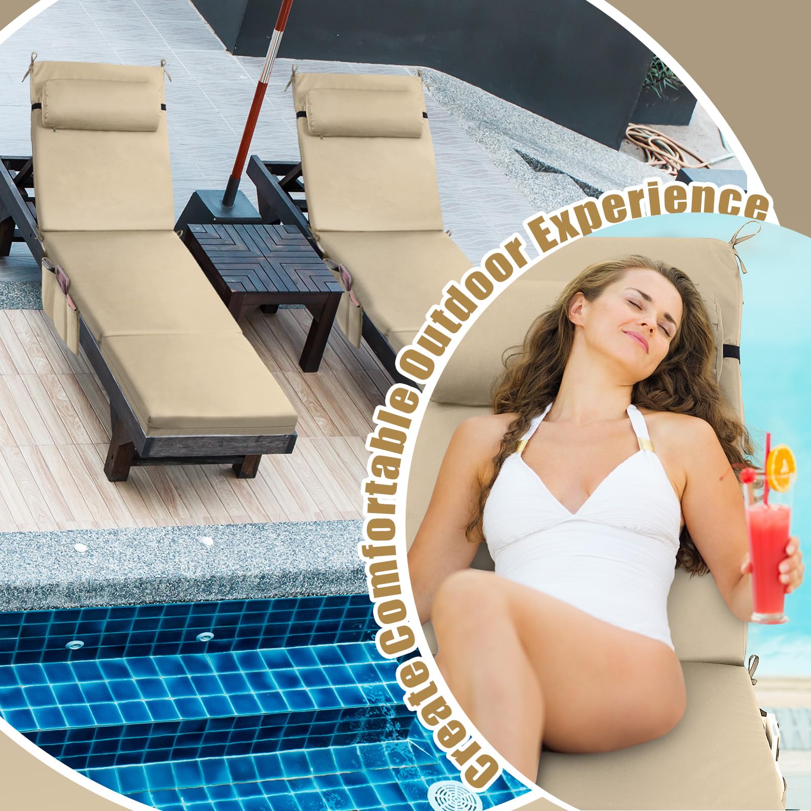 RattanView cushion on poolside lounger in use, enhancing outdoor relaxation