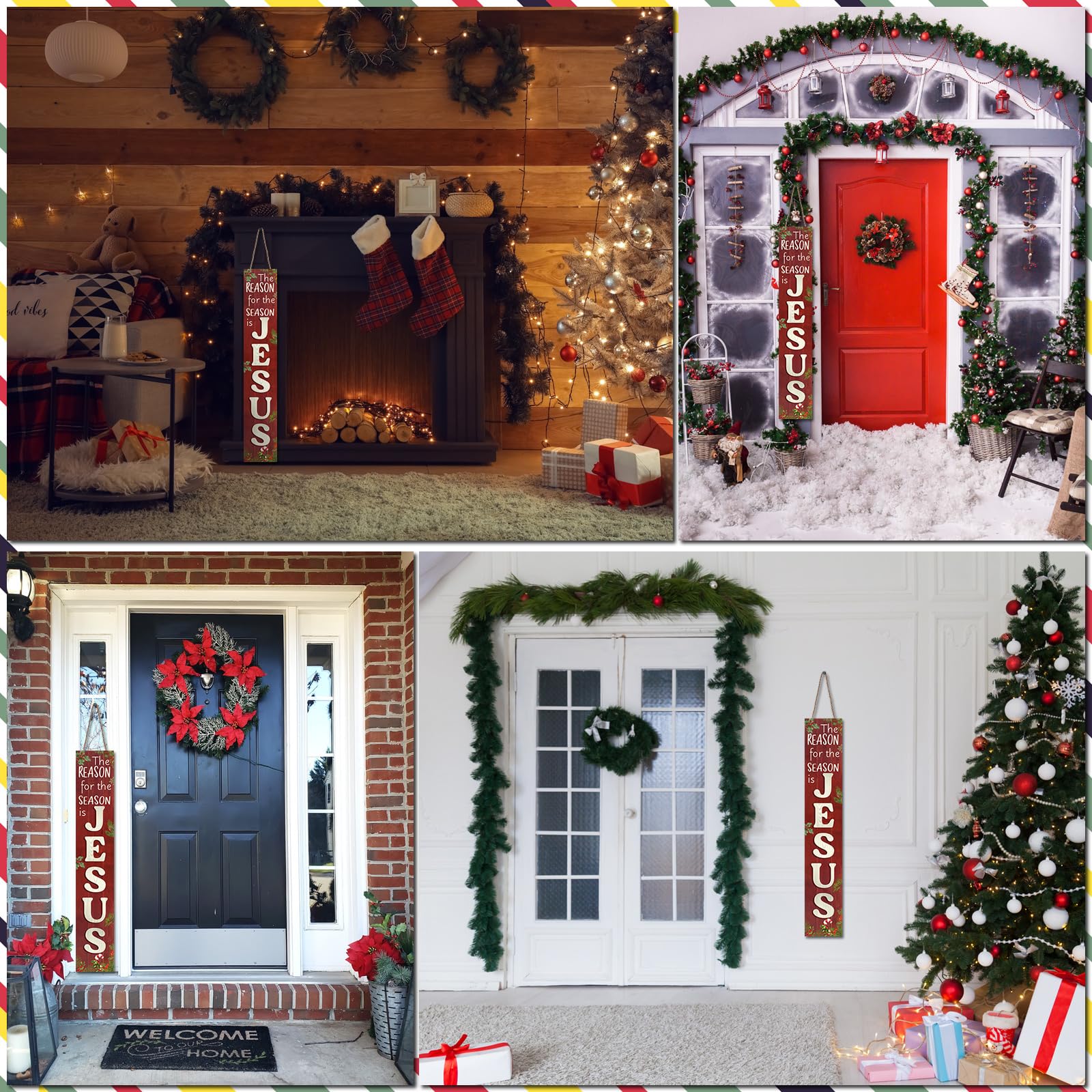 RattanView porch board hanging on a covered porch demonstrating outdoor-ready display and seasonal curb appeal