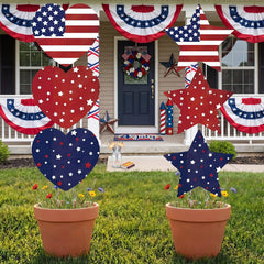 RattanView front display showing six patriotic yard signs for easy styling