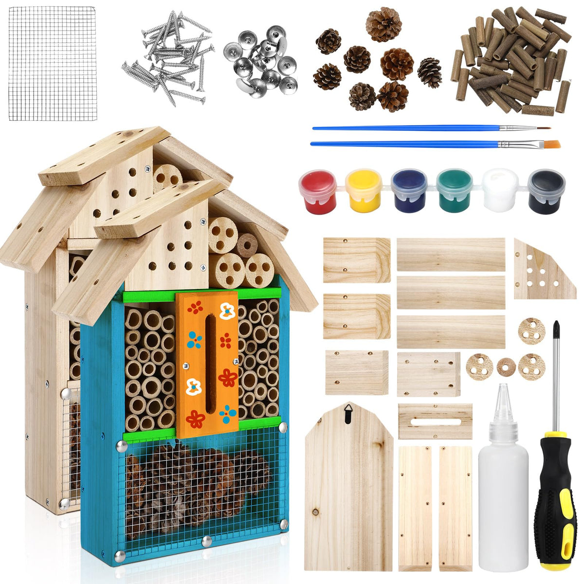 RattanView front view insect hotel showing rustic cedar look and garden appeal
