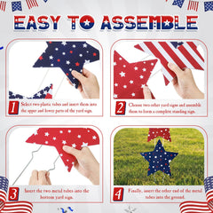 RattanView lawn stakes lining path demonstrating clear patriotic curb appeal